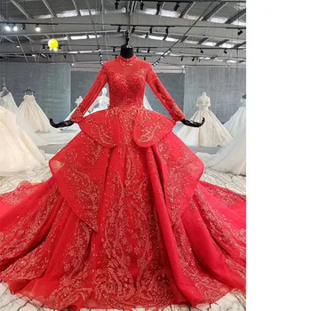 BGW 2020 Muslim Evening Dress Saudi Arabic Long Sleeve High Neck Lace Up Back Appliques Red Bridal Wedding Party Dress Vestidos 
BGW 2020 Muslim Evening Dress Saudi Arabic Long Sleeve High Neck Lace Up Back Appliques Red Bridal Wedding Party Dress Vestidos