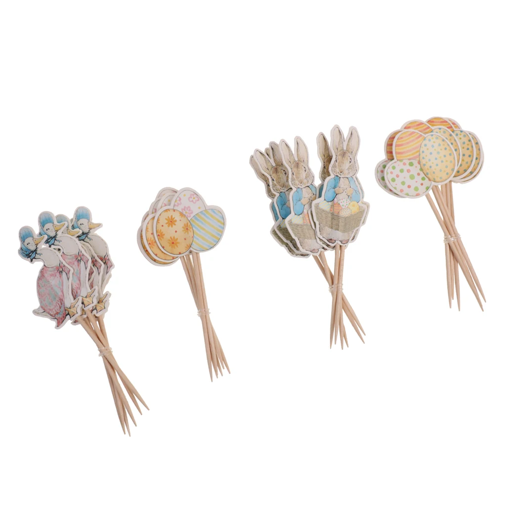 Pack fof 24 Lovely Duck Bunny Rabbit Egg Cupcake Topper Easter Food Sticks Home Party Supplier Pack fof 24 Lovely Duck Bunny Rabbit Egg Cupcake Topper Easter Food Sticks Home Party Supplier