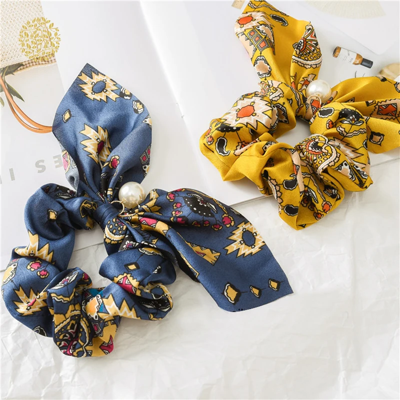 Trendy Hair Rope Floral Print Pearl Hair Band Women Girl Bow Knot Hair Scrunchie Hair Ties Headband DWH5
Trendy Hair Rope Floral Print Pearl Hair Band Women Girl Bow Knot Hair Scrunchie Hair Ties Headband DWH5