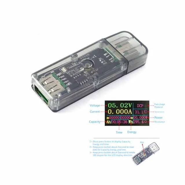 A23-- DC 5V USB Multi-function Voltmeter Ammeter Meter LCD Battery Capacity Tester Power Tester Temperature Display
A23-- DC 5V USB Multi-function Voltmeter Ammeter Meter LCD Battery Capacity Tester Power Tester Temperature Display