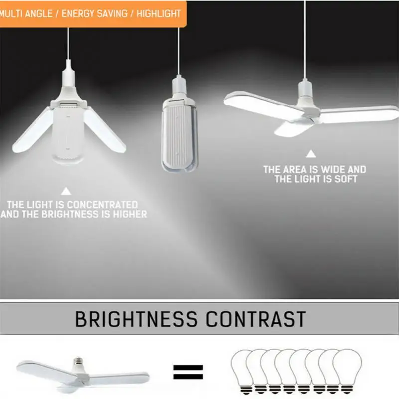 New Deform Foldable LED Garage Ceiling Light Workshop Lamp 30W/60W E27 LED light blub for home 4 leaves lamp blub warehouse blub
New Deform Foldable LED Garage Ceiling Light Workshop Lamp 30W/60W E27 LED light blub for home 4 leaves lamp blub warehouse blub