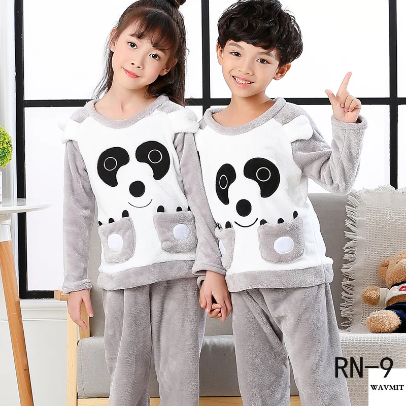 

2019 Winter Children Pajamas Sets Warm Flannel Girls Sleepwear Cartoon Coral Fleece Kids Pijamas Suit Boys Cute Pyjama Set