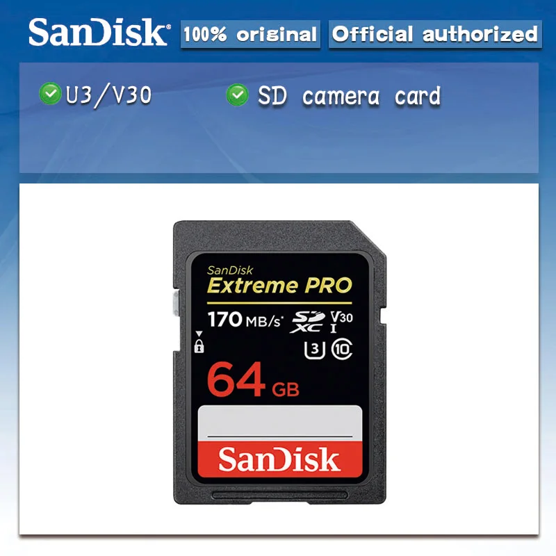 Карта памяти SanDisk Extreme Pro SDHC/SDXC 32 ГБ 64 sd-карта 128 256 C10 U3 V30 карта флэш-карты для камеры