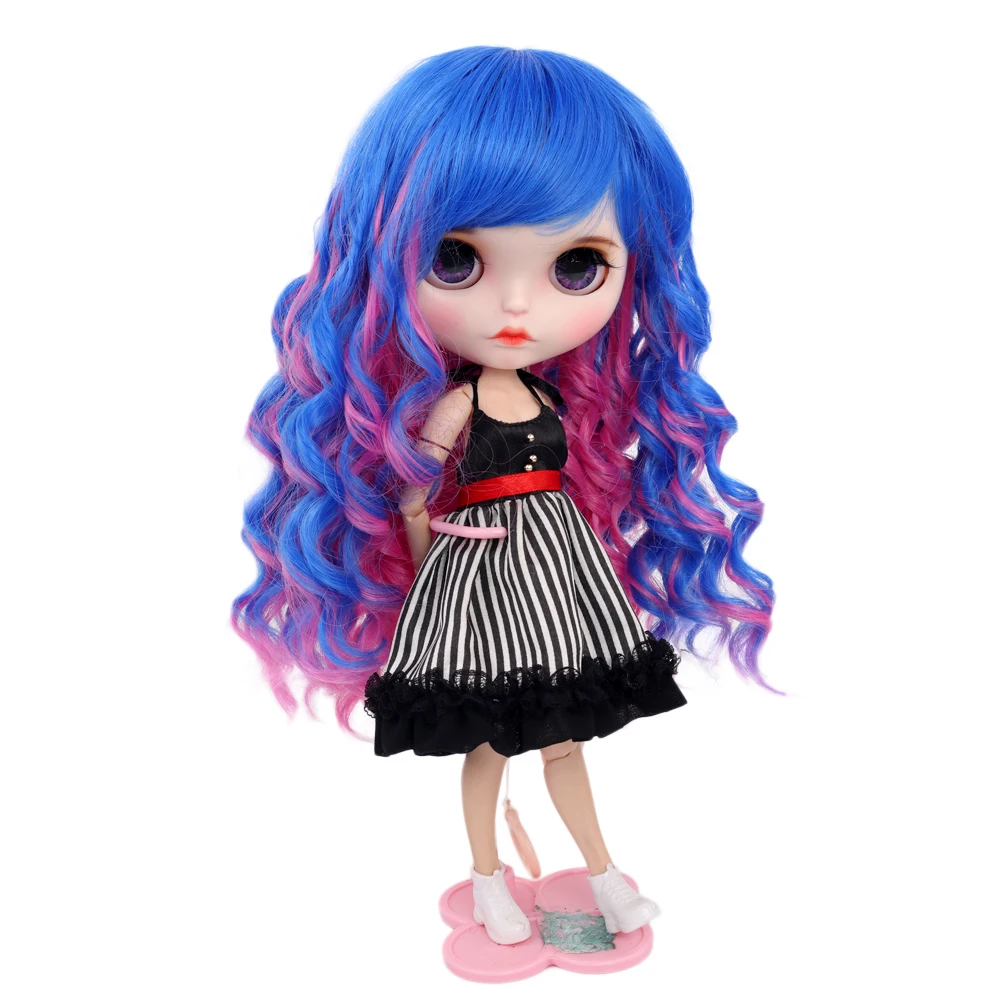 

Aidolla Blyth Dolls Wig Long Bangs Curly Hairs Blue Pink High Temperature Fiber Doll Accessories For DIY BJD Ball Joint Doll