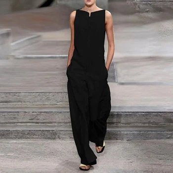 Women's Sleeveless Wide Leg Jumpsuit Romper White Slash Neck Loose Jumpsuits Women 2020 Summer New Streetwear Overalls Woman
Women's Sleeveless Wide Leg Jumpsuit Romper White Slash Neck Loose Jumpsuits Women 2020 Summer New Streetwear Overalls Woman