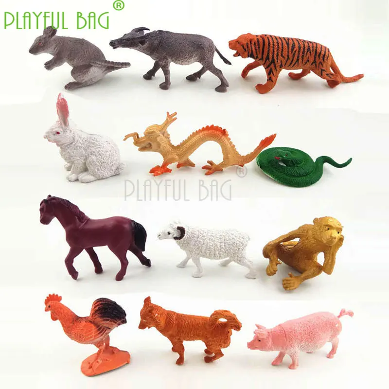

Simulation Plastic Animal Model Zodiac Toy Set Rat Ox Tiger Rabbit Dragon Snake Horse Sheep Monkey Rooster Dog Pig Toy TD06