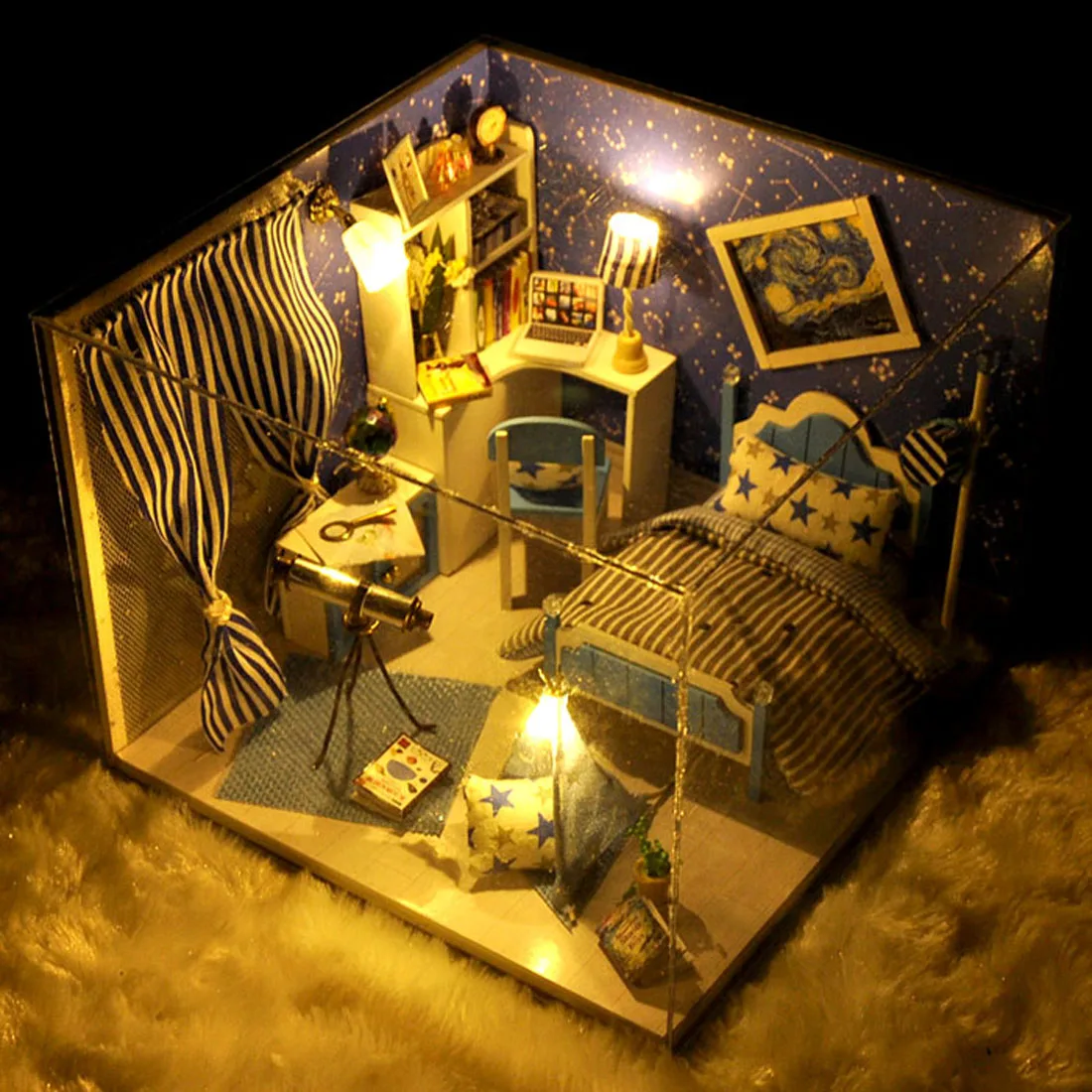DIY Creative Handmade Wooden Cabin Assembly Doll House Model Toy Set with Music Light and Dust Cover Kids Gift -Dream Starry Sky
DIY Creative Handmade Wooden Cabin Assembly Doll House Model Toy Set with Music Light and Dust Cover Kids Gift -Dream Starry Sky