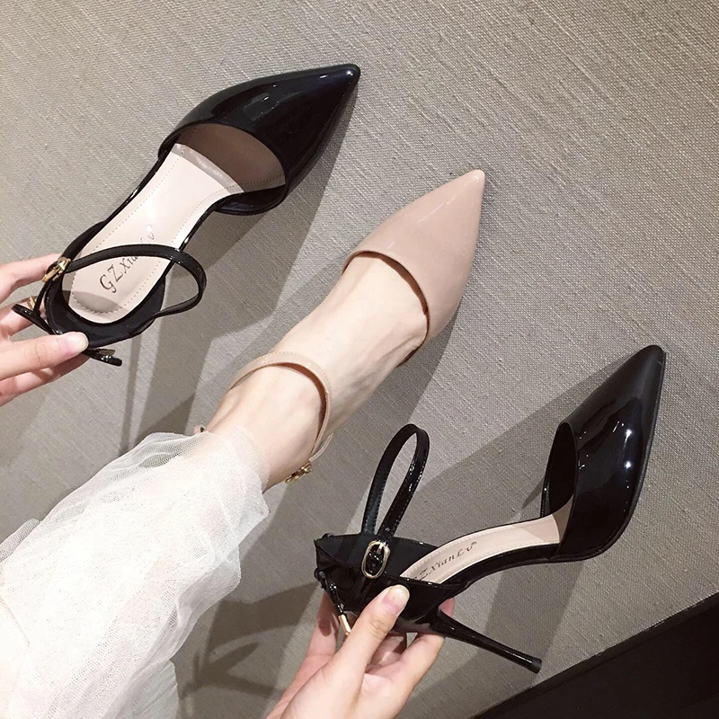 Shoes Woman Hollow Buckle Pumps High Heels Sandals Patent Leather Pointed Toe Slides Black Apricot High Quality Zapatos Mujer
Shoes Woman Hollow Buckle Pumps High Heels Sandals Patent Leather Pointed Toe Slides Black Apricot High Quality Zapatos Mujer
