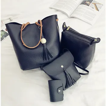 Composite Bags Women PU Leather Tote+Shoulder Bag+Purse Fashion Women Bags Set Bucket Bag with Tassels
Composite Bags Women PU Leather Tote+Shoulder Bag+Purse Fashion Women Bags Set Bucket Bag with Tassels