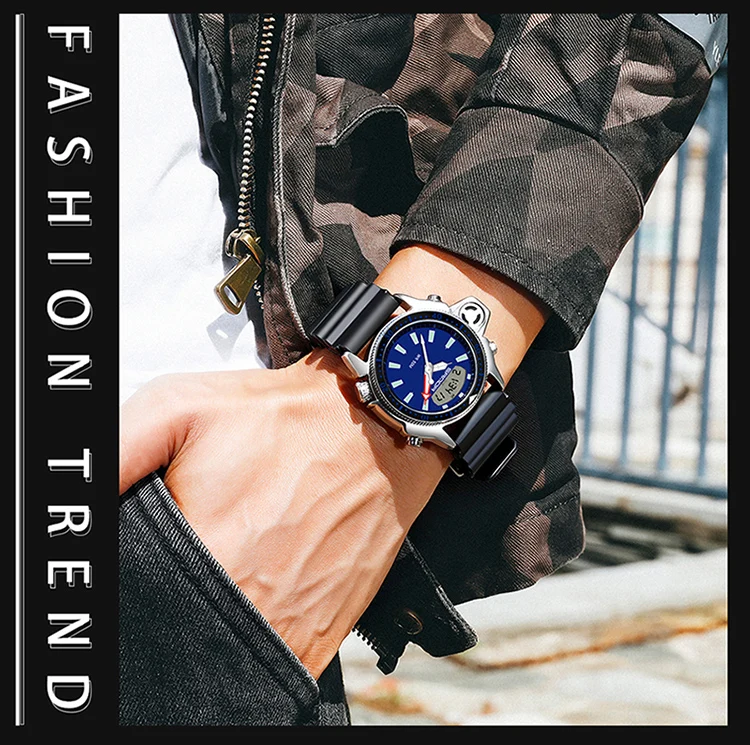 SANDA Fashion Sport Men LED Digital Watches Dual Display Quartz Wristwatch Outdoor Waterproof Military Wristwatches Mens Clock SANDA Fashion Sport Men LED Digital Watches Dual Display Quartz Wristwatch Outdoor Waterproof Military Wristwatches Mens Clock