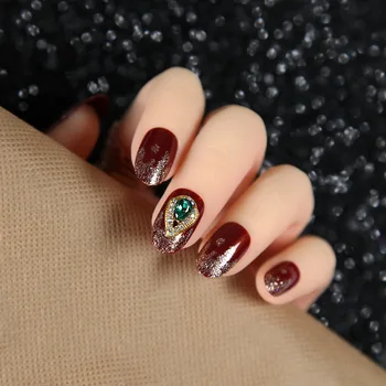 24PCS/Box Wine Red color Mid-Length press on Nails with Peacock green diamond Wearable Full Cover pre design acrylic nail tips
24PCS/Box Wine Red color Mid-Length press on Nails with Peacock green diamond Wearable Full Cover pre design acrylic nail tips