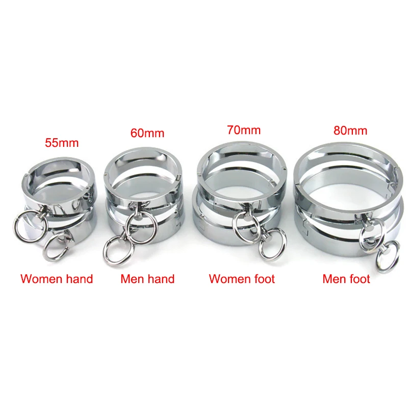 

1 Pair Stainless Steel Handcuffs Metal Anklet Foot Cuffs Erotic SM Bondage Adult Game Couple Slave Restraint Sex Toys Men Women