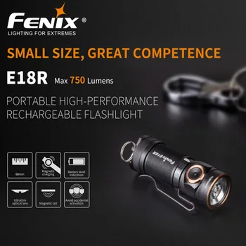 

Fenix E18R Cree XP-L HI LED 750 lumens 16340/CR123A magnetic charging EDC flashlight with 16340 battery torch