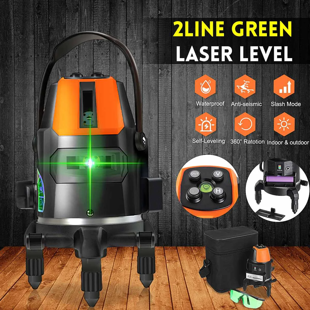 Laser Level Green 2lines self-leveling laser Leveler Vertical Horizontal Cross Laser Beam Line Outdoor Measuring Instrument Tool
Laser Level Green 2lines self-leveling laser Leveler Vertical Horizontal Cross Laser Beam Line Outdoor Measuring Instrument Tool