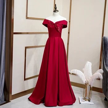 Noble Boat Neck Formal Evening Dresses Robe De Soiree Fashion Wine Red Satin Party Prom Gowns Floor-length Host Dress
Noble Boat Neck Formal Evening Dresses Robe De Soiree Fashion Wine Red Satin Party Prom Gowns Floor-length Host Dress