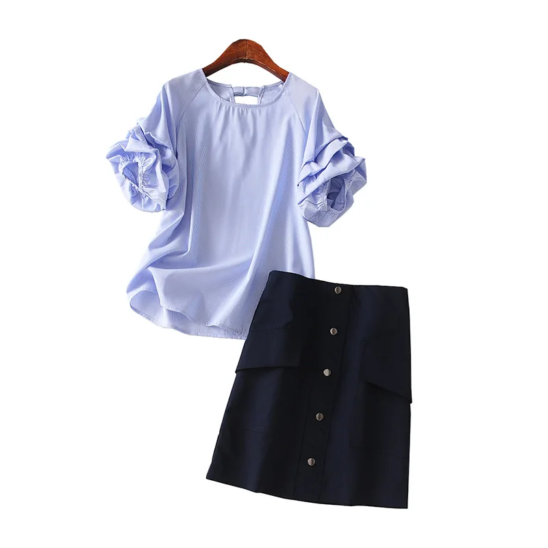 A Generation of Pile Style Sleeve Striped Shirt High-waisted A- line Skirt Two-Piece Women's Entity
A Generation of Pile Style Sleeve Striped Shirt High-waisted A- line Skirt Two-Piece Women's Entity