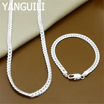 Hot Sale 925 Silver Jewelry Sets Classic 6MM Full Sideways Chain Bracelet Necklace Sets For Women Men's
Hot Sale 925 Silver Jewelry Sets Classic 6MM Full Sideways Chain Bracelet Necklace Sets For Women Men's