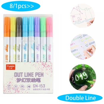 8/1pcs Gift Card Writing Drawing Double Lines Outline Pen Out Line Pen Fine Liner Marker Calligraphy Lettering Scrapbooking Pen
8/1pcs Gift Card Writing Drawing Double Lines Outline Pen Out Line Pen Fine Liner Marker Calligraphy Lettering Scrapbooking Pen
