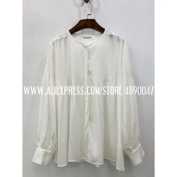 2020 spring summer women's shirt female 100%silk pleated shirt top long sleeve casual round neck OL style high quality shirt
2020 spring summer women's shirt female 100%silk pleated shirt top long sleeve casual round neck OL style high quality shirt