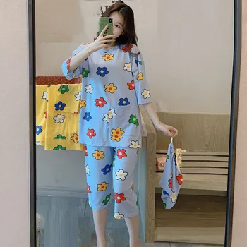 Sexy Lingerie Set 2PC Women O-Neck Short Sleeve Nightgown Three Quarter Pants Tops+Pants Set Sleepwear Nightwear Pijama Mujer
Sexy Lingerie Set 2PC Women O-Neck Short Sleeve Nightgown Three Quarter Pants Tops+Pants Set Sleepwear Nightwear Pijama Mujer