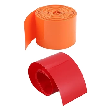 

2 Pcs PVC Heat Shrink Tubing for 18650 18500 Battery 5M 29.5mm Orange & 2Meters 85mm Red