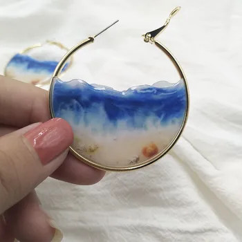 Fairy Blue Ocean Hoop Earrings Sea Earrings Female Beach Earrings Enamel Sea Shell Big Circle Earrings Summer Holiday Jewelry
Fairy Blue Ocean Hoop Earrings Sea Earrings Female Beach Earrings Enamel Sea Shell Big Circle Earrings Summer Holiday Jewelry