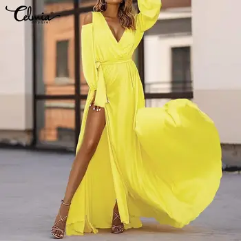 Celmia 2020 Plus Size Women Fashion Bohemian Maxi Dress Long Sleeve High Split Sexy Off Shoulder Long Party Vestido Robe Mujer 7
Celmia 2020 Plus Size Women Fashion Bohemian Maxi Dress Long Sleeve High Split Sexy Off Shoulder Long Party Vestido Robe Mujer 7