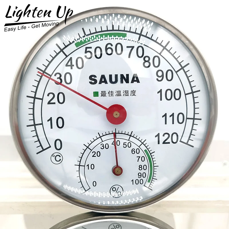 Lighten Up Stainless Steel Thermometer Hygrometer for Sauna Room Temperature Humidity Meter
Lighten Up Stainless Steel Thermometer Hygrometer for Sauna Room Temperature Humidity Meter
