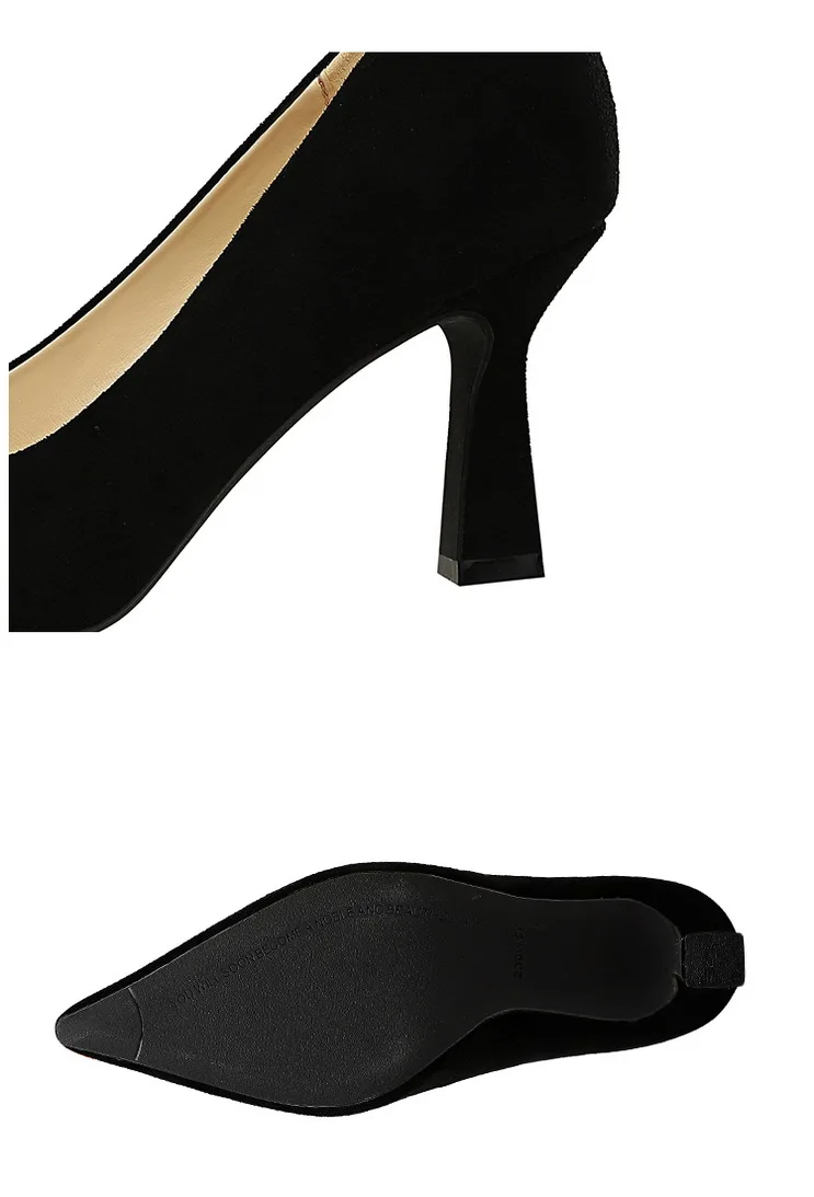High Heels shoes Women pointed toe pumps flock shallow office pump casual Slip on Slides big size zapatos mujer high quality High Heels shoes Women pointed toe pumps flock shallow office pump casual Slip on Slides big size zapatos mujer high quality