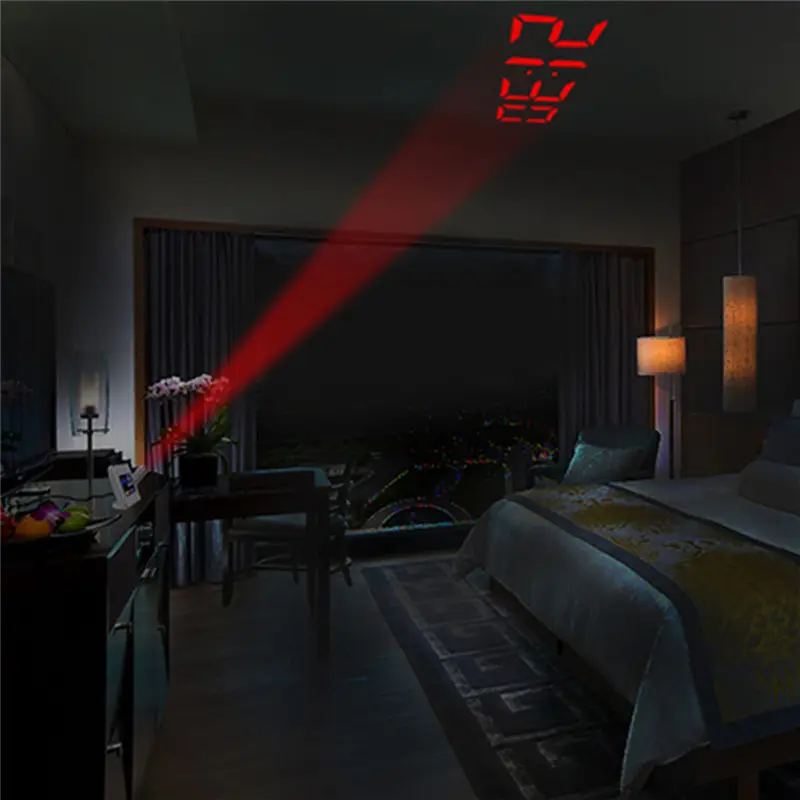 Projection Alarm Clock Digital Date Snooze Function Backlight Projector Desk Table Led With Time | Дом и сад