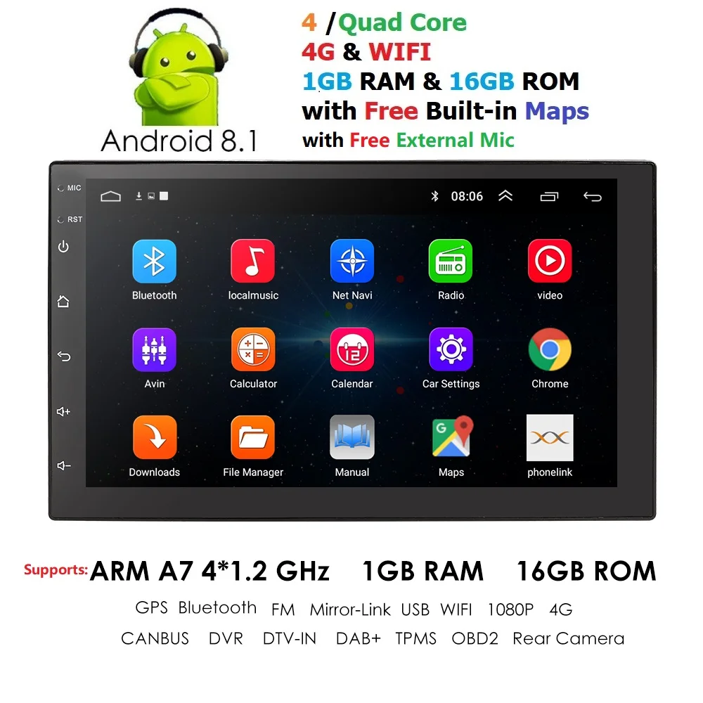 Android 8.1 2 Din 7 inch HD Touch Screen Car radio Multimedia Video Player 4 Core Universal auto Stereo GPS MAP Mirror Link
Android 8.1 2 Din 7 inch HD Touch Screen Car radio Multimedia Video Player 4 Core Universal auto Stereo GPS MAP Mirror Link