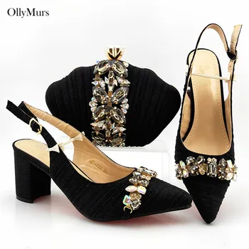 New Arrival Crystal Ladies Shoes And Bag Set Italian Style Rhinestone Middle Heels Shoes And Woman Bag Set For Party TX-997
New Arrival Crystal Ladies Shoes And Bag Set Italian Style Rhinestone Middle Heels Shoes And Woman Bag Set For Party TX-997