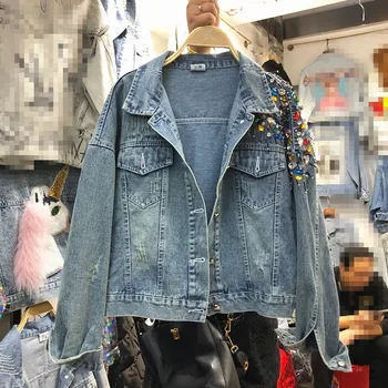 2020 Spring and Autumn New Hand Studded Diamond Beaded Old Retro-Style Loose-Fit Cropped Denim Jacket Jean Coat Veste Femme
2020 Spring and Autumn New Hand Studded Diamond Beaded Old Retro-Style Loose-Fit Cropped Denim Jacket Jean Coat Veste Femme