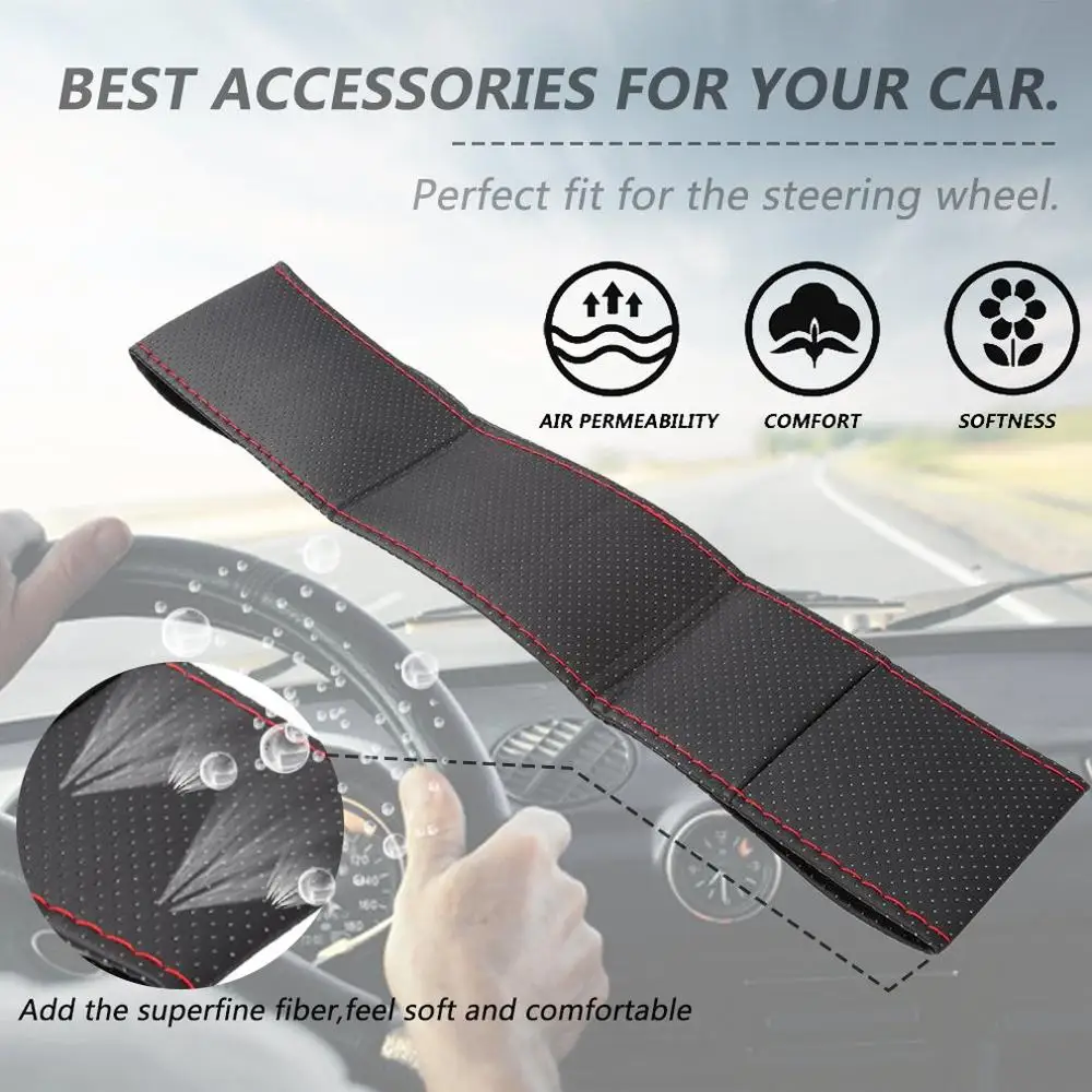 New 3 Colors DIY Texture Soft Auto Car Steering Wheel Cover With Needles And Thread Artificial Leather Car Styling Covers Suite
New 3 Colors DIY Texture Soft Auto Car Steering Wheel Cover With Needles And Thread Artificial Leather Car Styling Covers Suite
