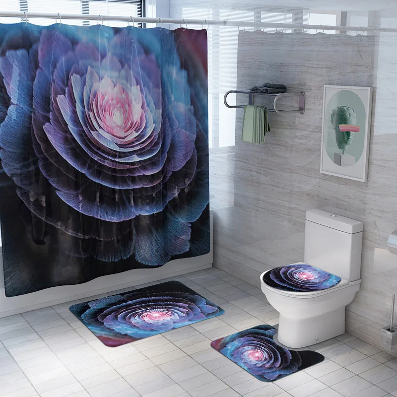Flower Printing Pattern Bathroom Waterproof Shower Curtain Set Pedestal Rug Lid Carpet Toilet Cover Bath Mat Set
Flower Printing Pattern Bathroom Waterproof Shower Curtain Set Pedestal Rug Lid Carpet Toilet Cover Bath Mat Set