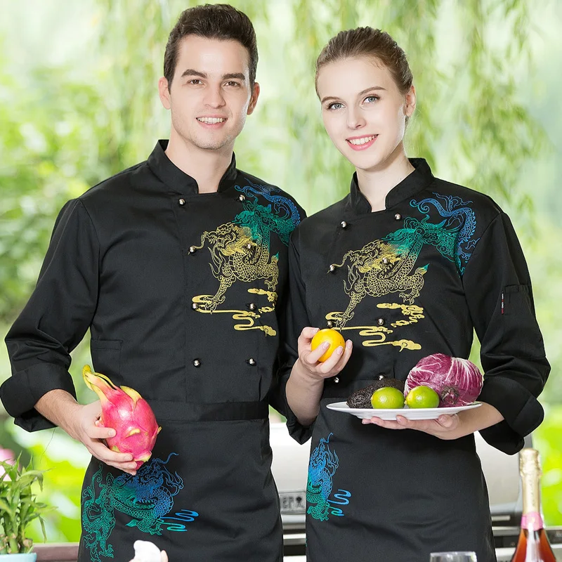 2019 chef uniforms chefs clothing for men women work food services cooking costume coat long sleeve Black / Red 
2019 chef uniforms chefs clothing for men women work food services cooking costume coat long sleeve Black / Red
