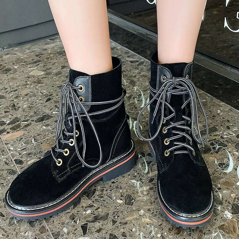 Lapolaka 2019 On sale Kid Suede Leather Runway show Shoelaces Women Ankle Boots Woman Shoes Winter Warm Forest Boots Female
Lapolaka 2019 On sale Kid Suede Leather Runway show Shoelaces Women Ankle Boots Woman Shoes Winter Warm Forest Boots Female
