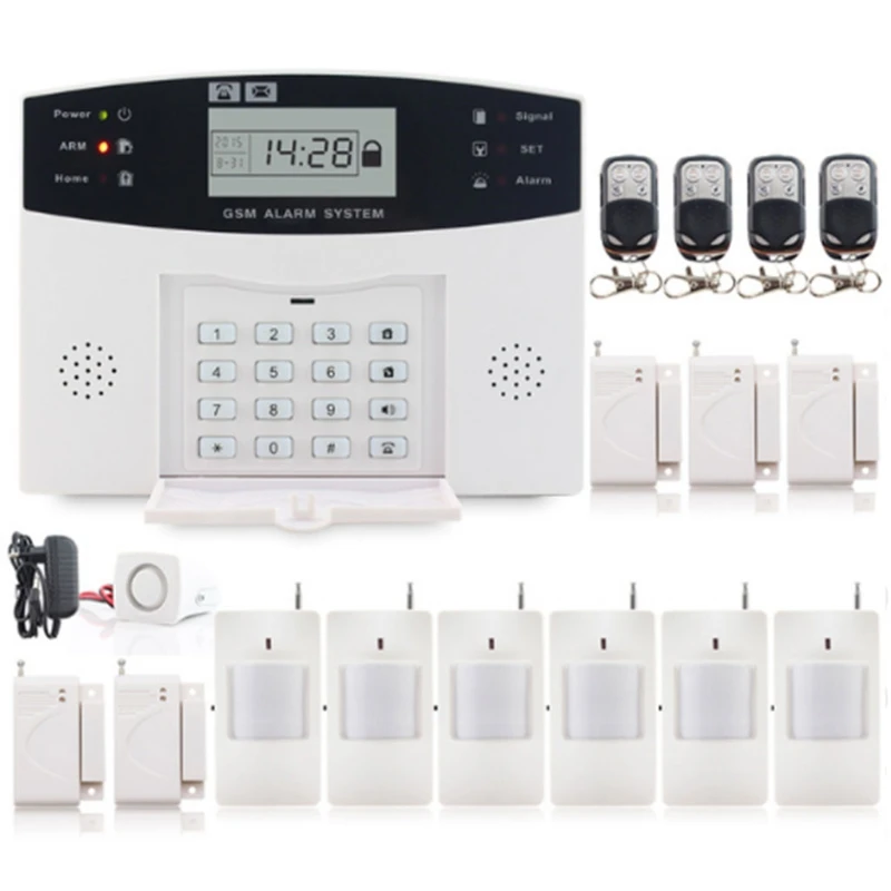 Home Security Wireless GSM Alarm System Intelligent Remote Control LCD Display Voice Prompt Door Sensor Siren Kit
Home Security Wireless GSM Alarm System Intelligent Remote Control LCD Display Voice Prompt Door Sensor Siren Kit