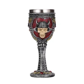 

Skull Resin Stainless Steel Goblet 200ml Gothic Wine Glass Horrible Cocktail Glasses Whiskey Cup Pub Bar Drinkware Drop Shipping