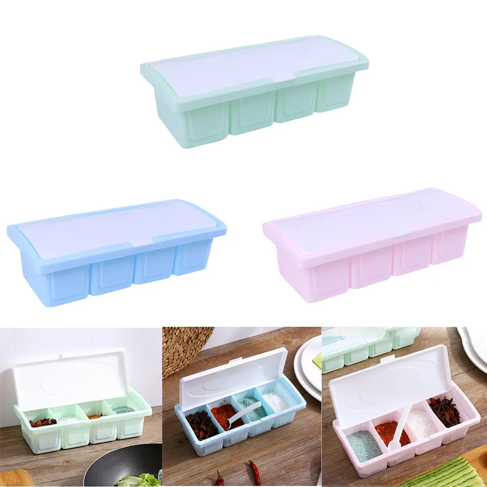 4 Grids Seasoning Rack Spice Pots Box Storage Container Condiment Jar Kitchen Tool Kitchen Seasoning plastic Storage organizer
4 Grids Seasoning Rack Spice Pots Box Storage Container Condiment Jar Kitchen Tool Kitchen Seasoning plastic Storage organizer
