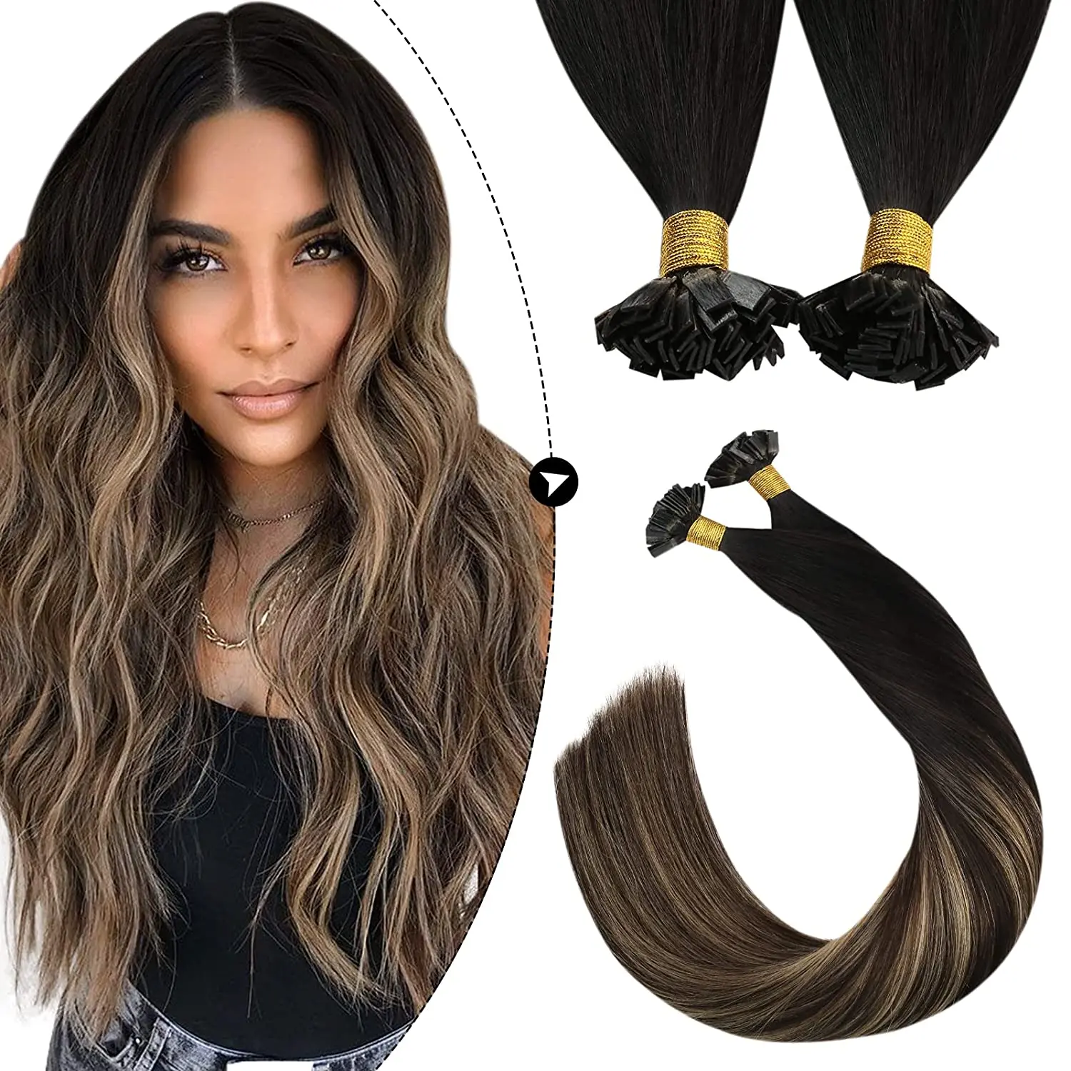 

Ugeat Flat Tip Hair Extensions 14-24" Natural Straight Flat Tip Keratin Hair Extension 50/100g Remy Pre Bonded Hair Extensions