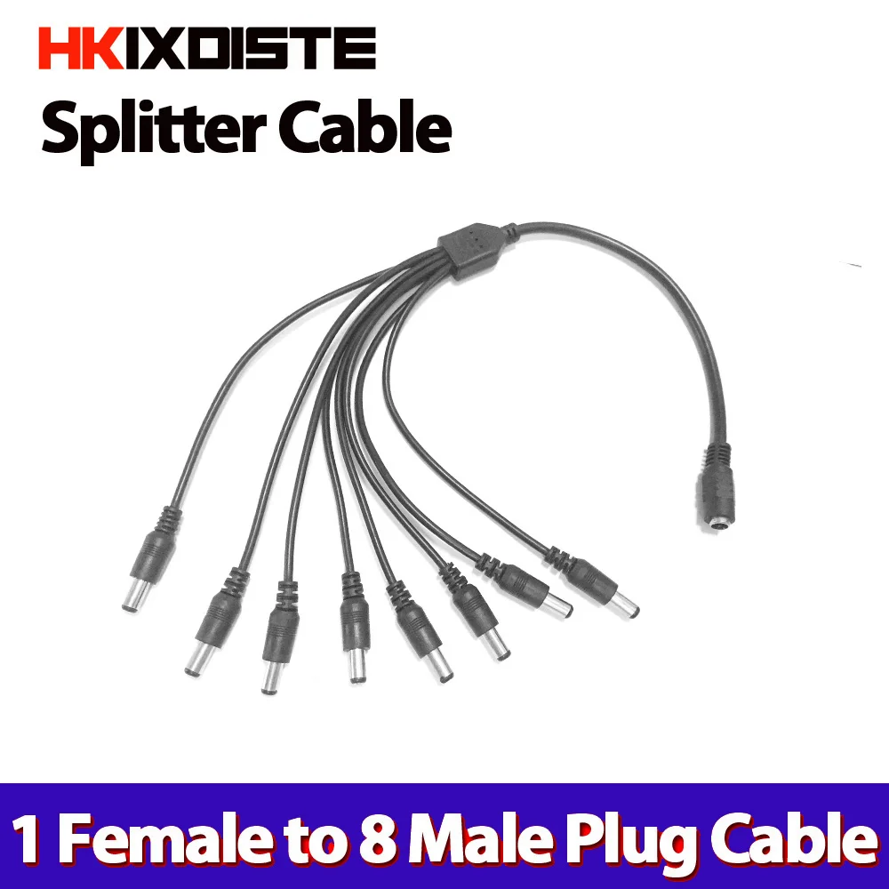 DC Power Jack 5.5x2.1mm DC Power Cable 1 Female to 8 Male Way Plug Splitter Adapter Connector 12V for Security CCTV Camera
DC Power Jack 5.5x2.1mm DC Power Cable 1 Female to 8 Male Way Plug Splitter Adapter Connector 12V for Security CCTV Camera