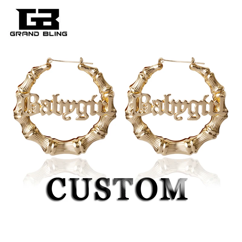 40-90MM Custom Bamboo Hoop Earrings Customized Name Earrings Bamboo Style Personality Earrings Hip Hop Earring
40-90MM Custom Bamboo Hoop Earrings Customized Name Earrings Bamboo Style Personality Earrings Hip Hop Earring