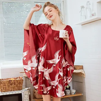 New Red Women Sexy Satin Nightwear Nightgown Plus Size Loose Kaftan Bath Gown Nightdress Summer Sleepwear Wedding Night Dress 
New Red Women Sexy Satin Nightwear Nightgown Plus Size Loose Kaftan Bath Gown Nightdress Summer Sleepwear Wedding Night Dress