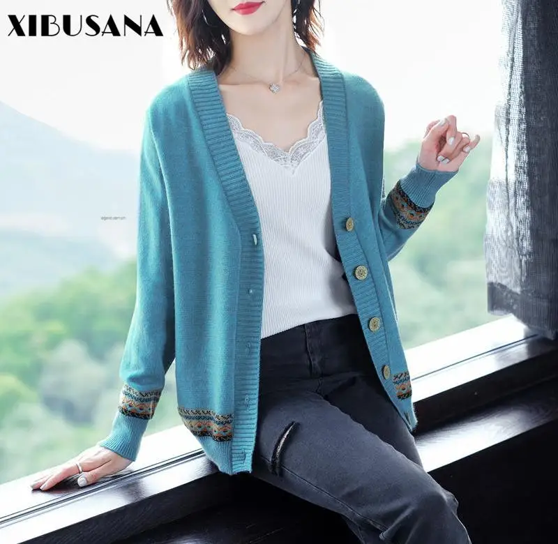 XIBUSANA Autumn Latest Sweater Women Cardigan Sweater Cardigan Jacket Ladies Korean Version of Loose Thori Woven Short V-neck
XIBUSANA Autumn Latest Sweater Women Cardigan Sweater Cardigan Jacket Ladies Korean Version of Loose Thori Woven Short V-neck