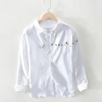 2020 Spring Shirts Men Turn-down Collar Loose 100%Linen Fashion Print Shirt Male Long Sleeve Clothing Y2541
2020 Spring Shirts Men Turn-down Collar Loose 100%Linen Fashion Print Shirt Male Long Sleeve Clothing Y2541