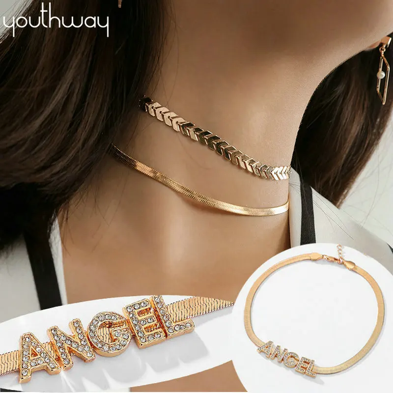 Name Egirl Choker Name Necklace Custom Letter Necklaces For Wo