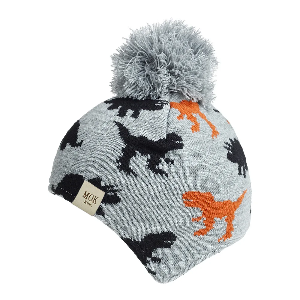 365 Kids from Garanimals Boys Dino Face Winter Beanie Hat Ages 4-10 Years NEW 