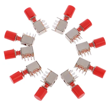 

10pcs PS-22F03 Right Angle PCB Latching Push Button Switch with cap 6 Pin self-locking key power switches