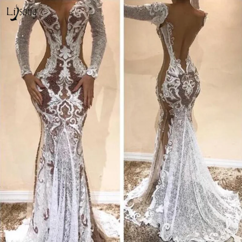 Женское прозрачное свадебное платье It's yiiya белое из тюля с кружевной